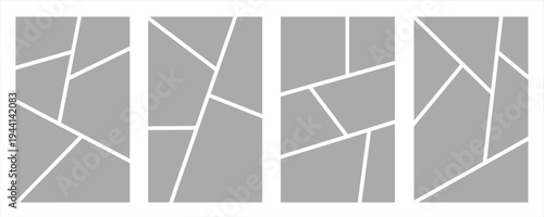 Set of collage grid manga comic storyboard layout panel blank template. Empty page frame for comic book, photo collage, poster, flyer. Vector illustration