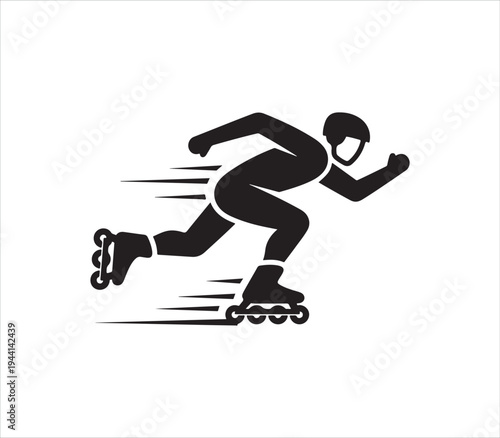 Person rollerblading fast with dynamic motion lines illustration