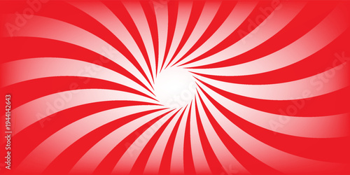 Circus background and spiral retro rays vector pattern. Vintage poster of red white sun or star burst radial lines with grunge texture, circus, carnival, summer fair or chapiteau backdrop,eps.10