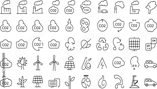 Collection of eco friendly and pollution icons