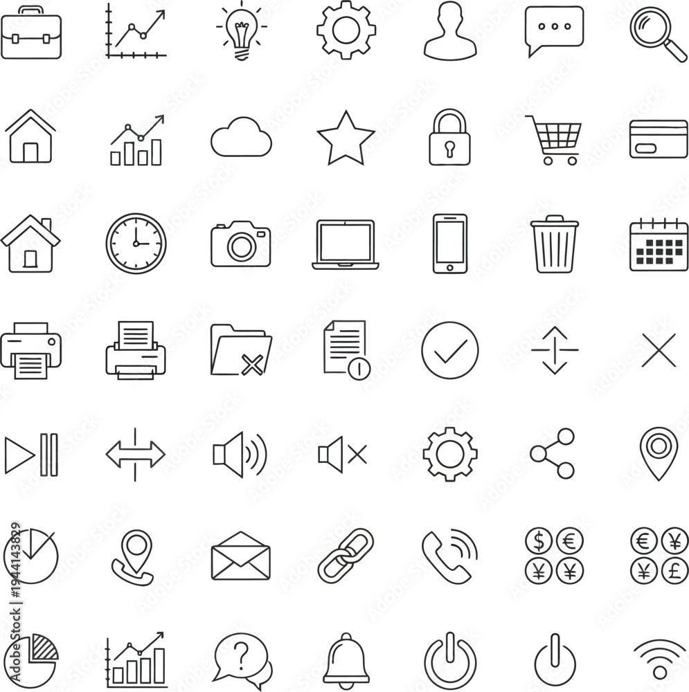 Fototapeta premium Universal UI and Interface Line Icon Mega Pack