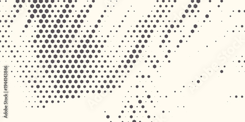Hexagon Shapes Vector Abstract Geometric Technology Oscillation Wave Isolated on Light Background. Halftone Hex Retro Simple Pattern. Minimal 80s Style Dynamic Tech Wallpaper
