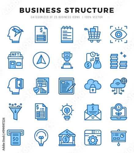 Business Structure Icons bundle. Two Color style Icons. Vector illustration.