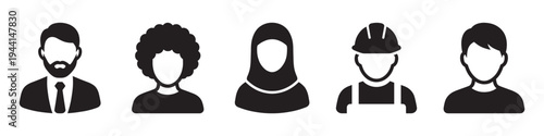 People profile icon set. User avatar symbols for social network and community members. Vector Illustration.