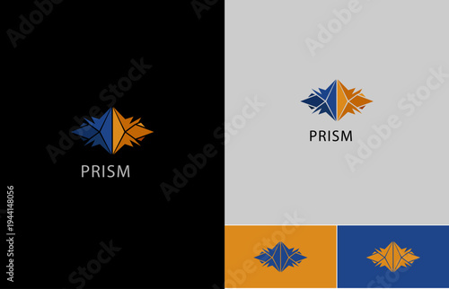 Modern Prism Logo with Symmetrical Geometric Star Burst Crystalline Icon Vector