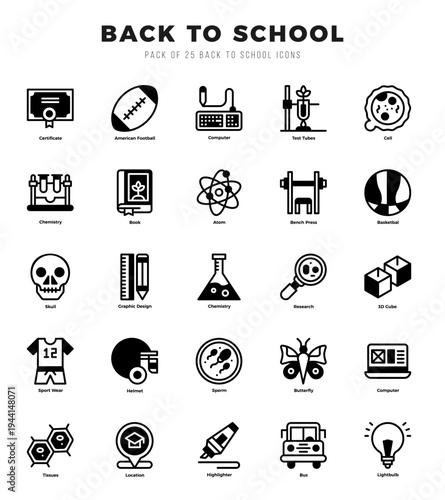 Back To School elements. Lineal Filled web icon set. Simple vector illustration.