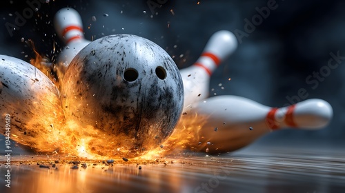 Explosive bowling ball hits pins with fiery impact