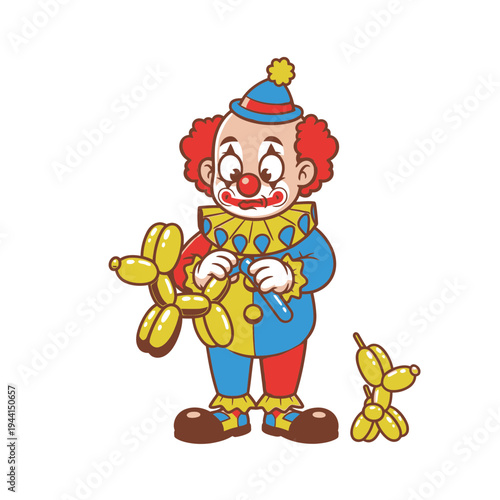 Clown Making Balloon Animals for Entertainment.
