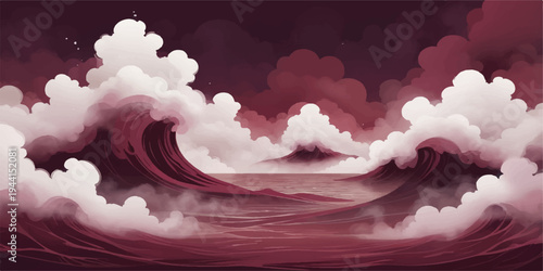 Red and pink rose petals with a dreamy cloudy sky background