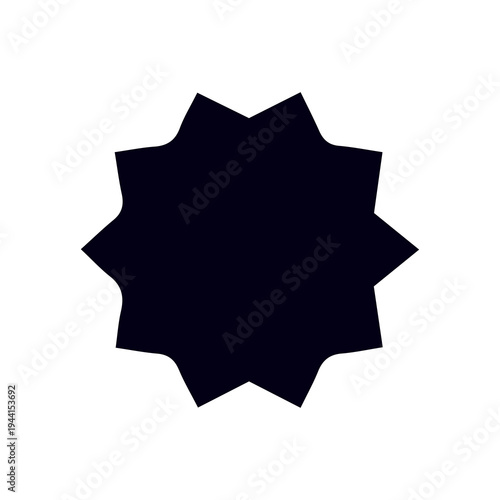 Black Blank Starburst Promotional Sale Sticker Badge Silhouette Vector Icon