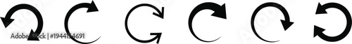 Black arrow circle rotate reload refresh sync icon set loop direction