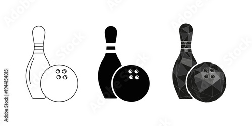 Bowling Pin and Ball Icons