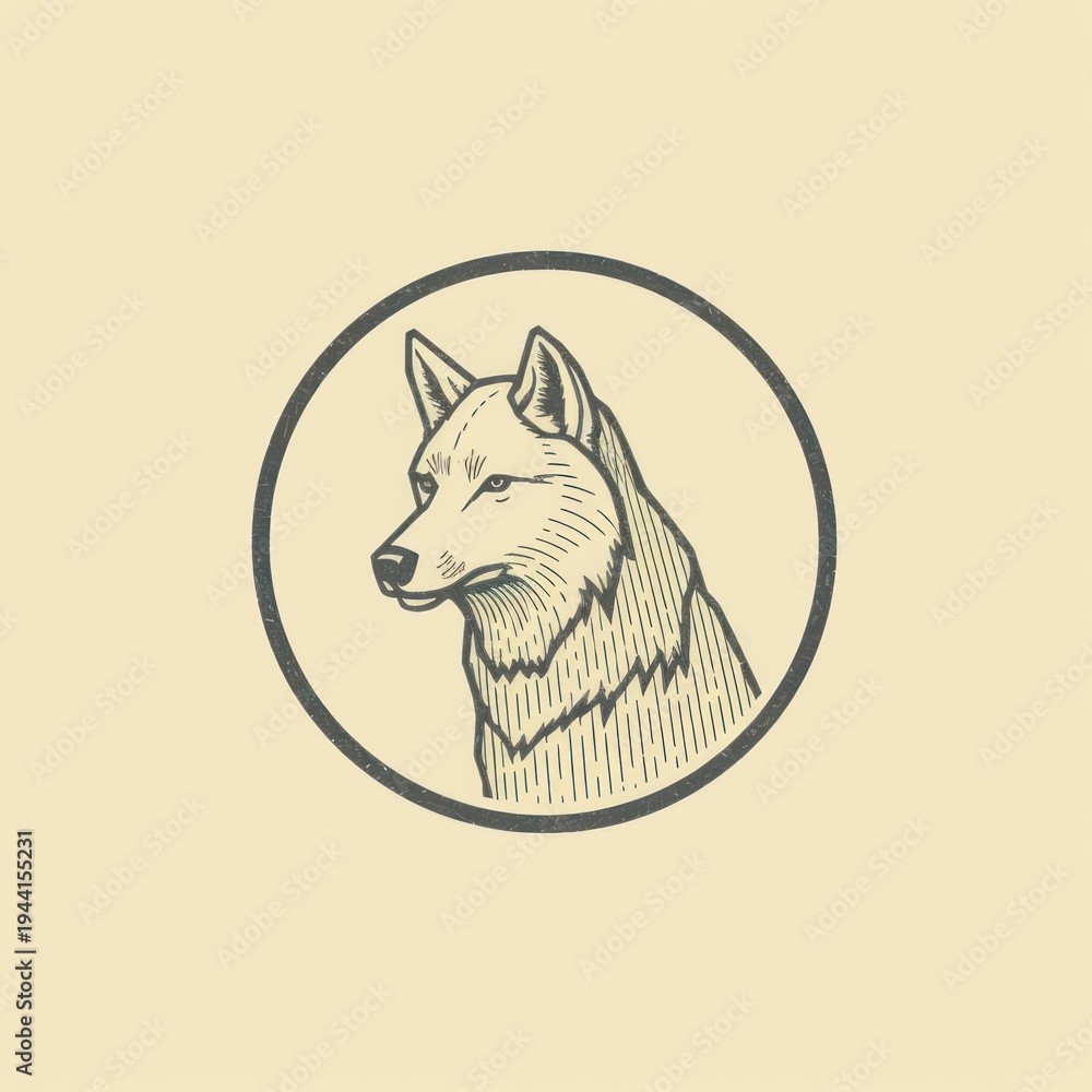 Fototapeta premium Wolf icon drawing mammal animal.