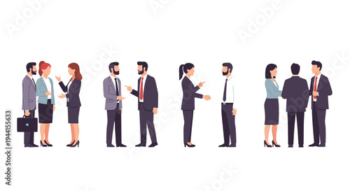 Business People Standing in Line.