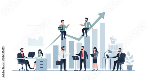 Business Professionals Climbing Graph Arrow.