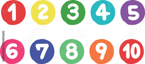 カラフルな数字アイコン　ベクター