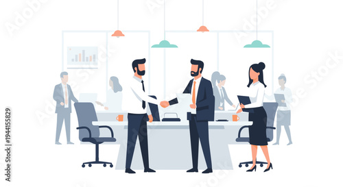 Business Professionals Shaking Hands Office.