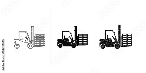 Forklift Truck Icons Set