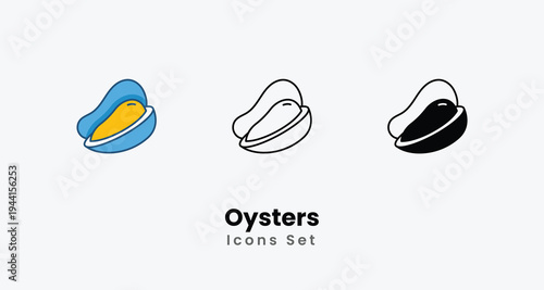 Oysters icons set vector stock illustration