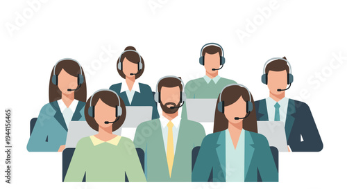 Group of People Wearing Headsets.
