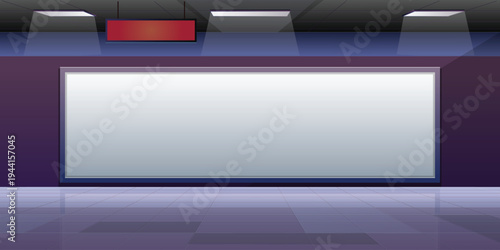 Large Advertising Billboard on Subway Station Wall, Blank Advertising Billboard on Subway Station Wall