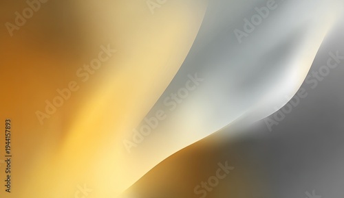 Abstract image of swirling, flowing shapes with gradients of gold, silver, and grey