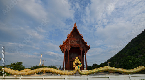 The beautiful teak wood temple Wat Ao Noi, Prachuap Khiri Khan, Thailand