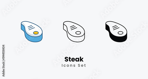 Steak icons set vector stock illustration