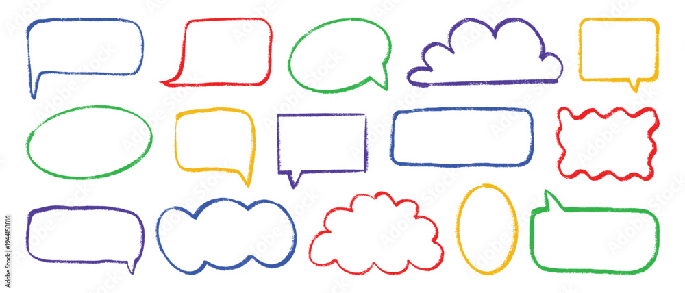 Fototapeta premium Collection of colorful speech bubbles and text boxes