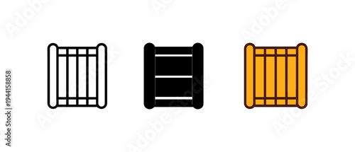 Minimalist flat crate design variations in line, solid, and color styles