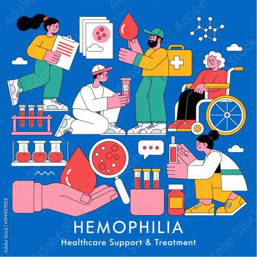 Hemophilia Healthcare Support and Treatment Awareness Illustration