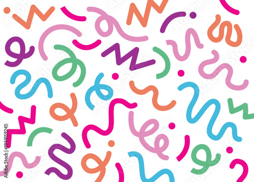 Colorful squiggly lines on white background