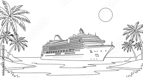 Cruise Ship Tropical Island Scene