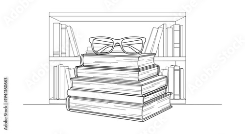 Stack of Books with Glasses