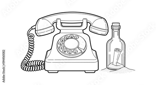 Rotary Phone and Message in Bottle