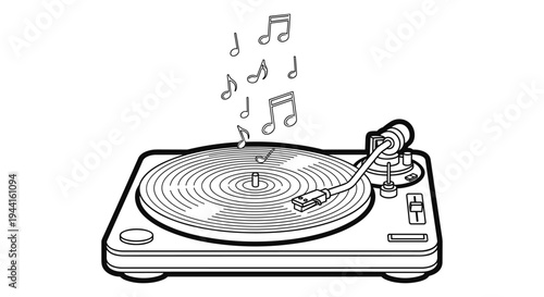 Turntable Playing Music Notes