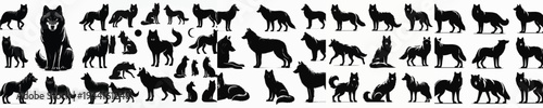 Vector set image silhouette of wolf