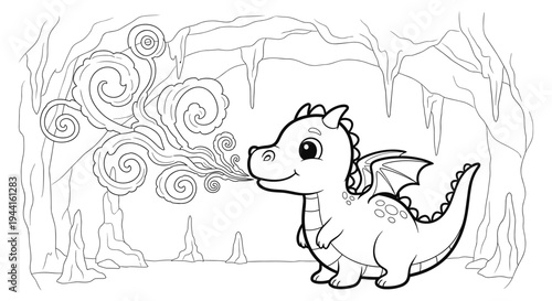 Cute Baby Dragon in Cave