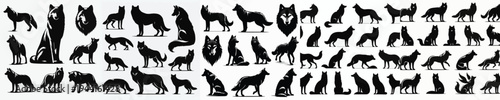 Vector set image silhouette of wolf