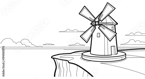 Windmill on Cliff Edge