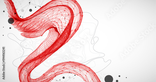 The abstract wave is made in a frame style. Template for science and technology presentation.