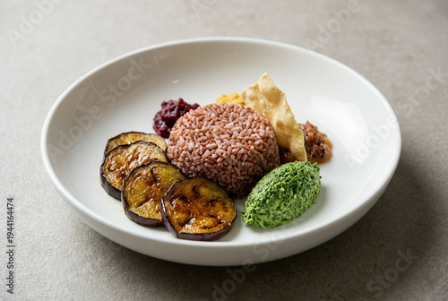 Modern Sri Lankan Rice and Vegetable Curry Bowl