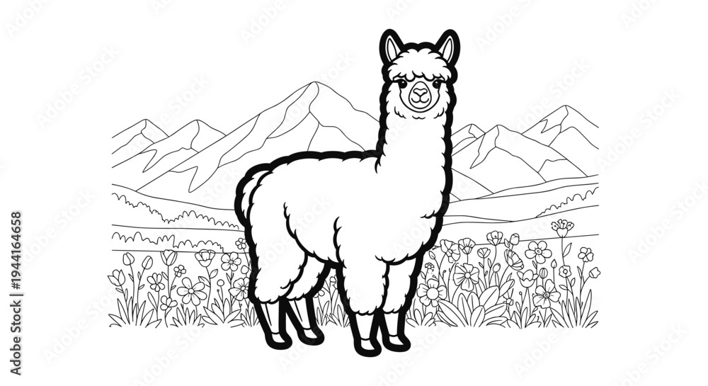 Fototapeta premium Cute Alpaca in a Field