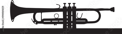 Trumpet silhouette vector illustration line art on checkered background
