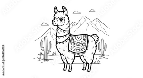 Cute Llama Coloring Page