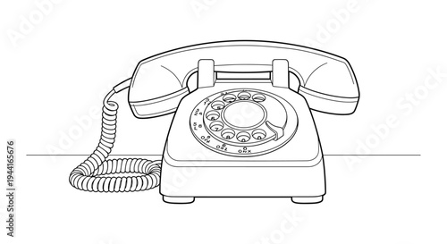 Rotary Dial Telephone Outline