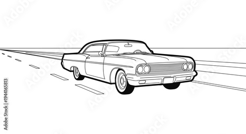 Vintage Car Driving on Road