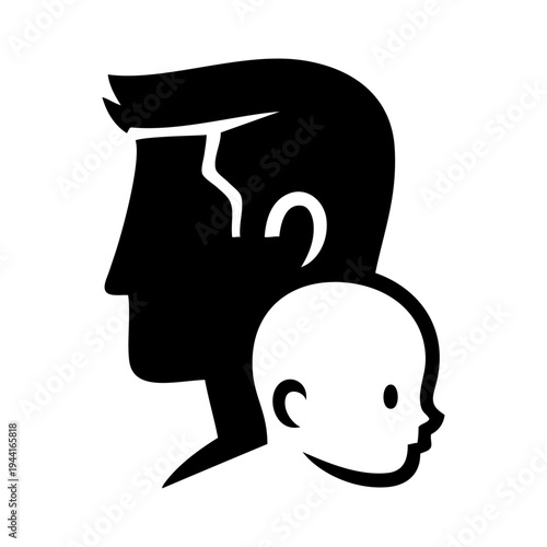 Logotipo día del padre. Dibujo sencillo de la cabeza de un hombre y un bebé 