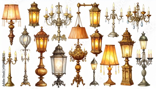 antique chandelier isolated on white