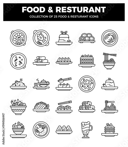 Food and restaurant icons collection on white background